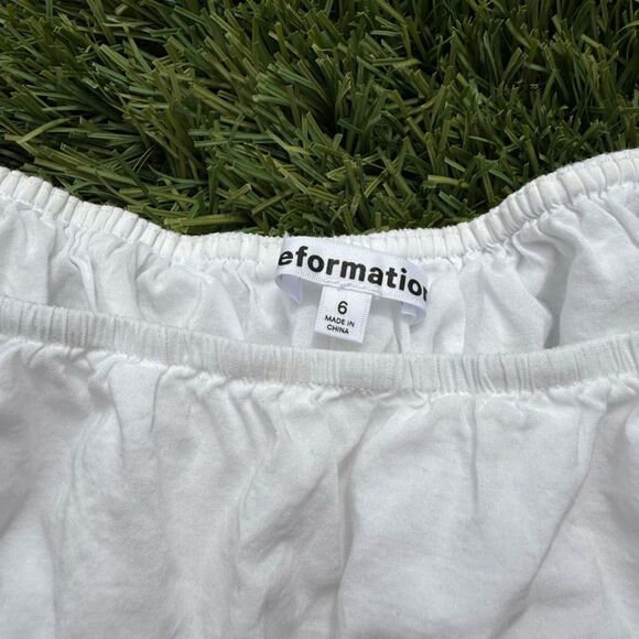 Reformation Alayna Linen Top 1/2 Corset in White/Burlap Sz 6 - Picture 2 of 3